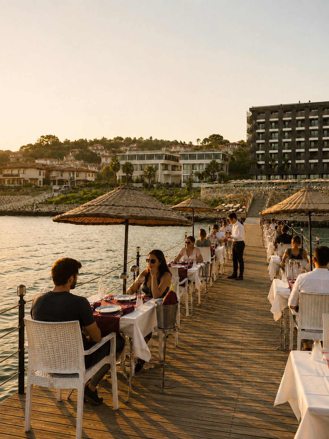 Deniz Kızı Restaurant iskele üzerindeki servis alanı
